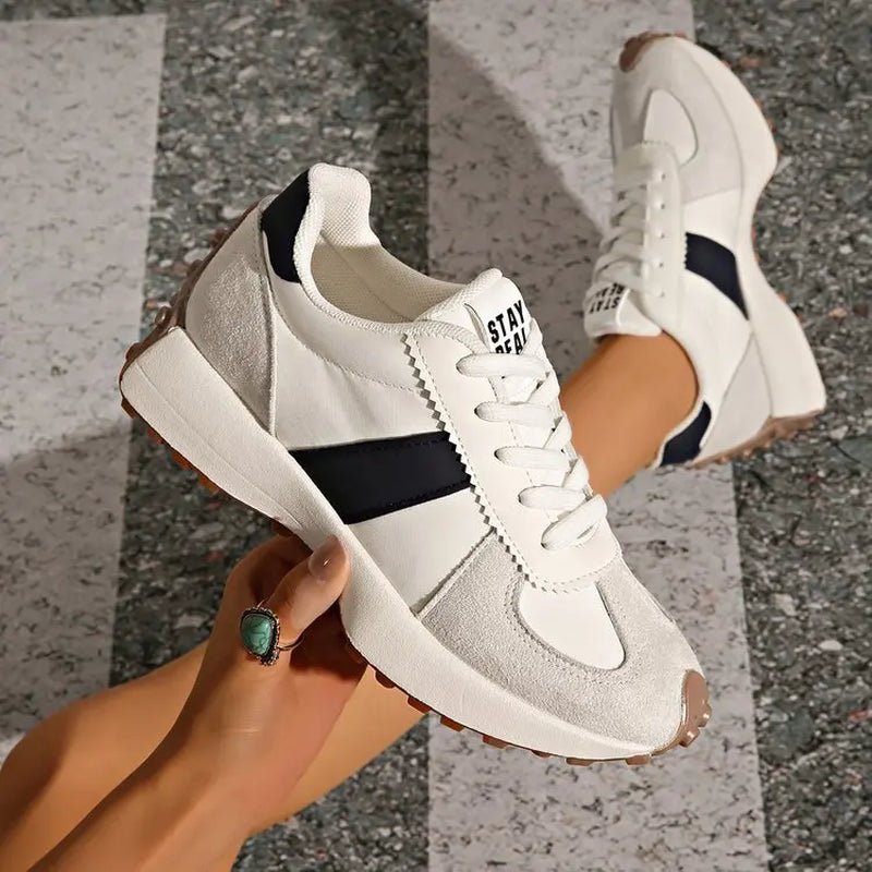 Women'S Fashion Low-Top Sneakers | Breathable Casual Trainers & Non-Slip Walking Shoes. Comfortable Lace-Up Round-Toe Footwear for Daily Wear & Gym