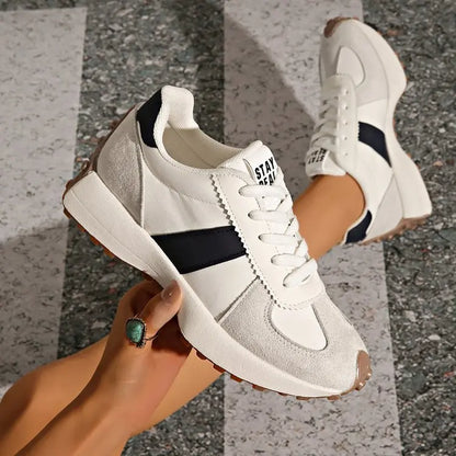 Women'S Fashion Low-Top Sneakers | Breathable Casual Trainers & Non-Slip Walking Shoes. Comfortable Lace-Up Round-Toe Footwear for Daily Wear & Gym
