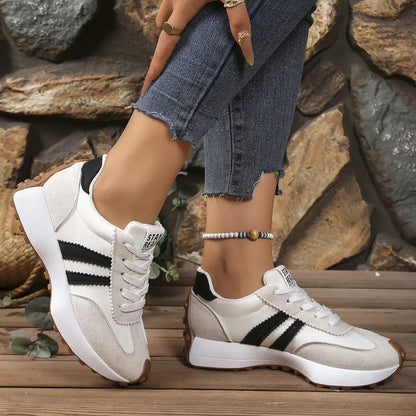 Women'S Fashion Low-Top Sneakers | Breathable Casual Trainers & Non-Slip Walking Shoes. Comfortable Lace-Up Round-Toe Footwear for Daily Wear & Gym