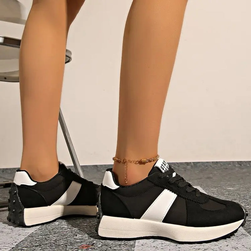 Women'S Fashion Low-Top Sneakers | Breathable Casual Trainers & Non-Slip Walking Shoes. Comfortable Lace-Up Round-Toe Footwear for Daily Wear & Gym