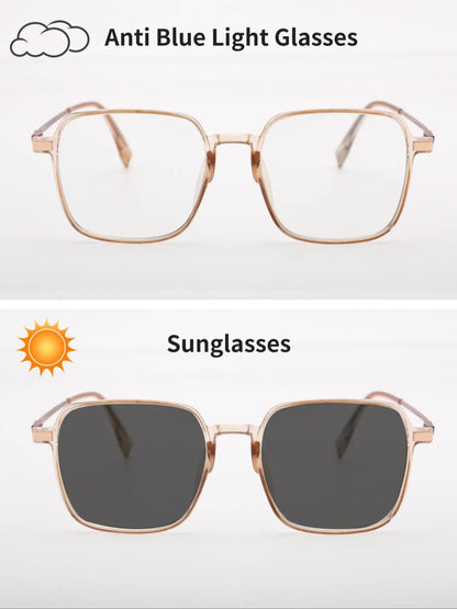 Fashionable Women'S Classic Photochromic Sunglasses, Square Frame, Plastic Material, Casual Style, Ideal for Daily Travel, Trendy Styling Sunglasses