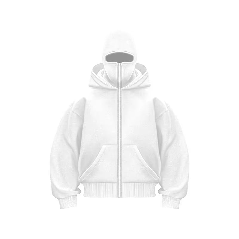 Men'S Double Hat Mask Zipper Design Winter Windproof Hoodie Sports Jacket Outdoor Activities Hiking Travel Running Sweatshirt ﻿