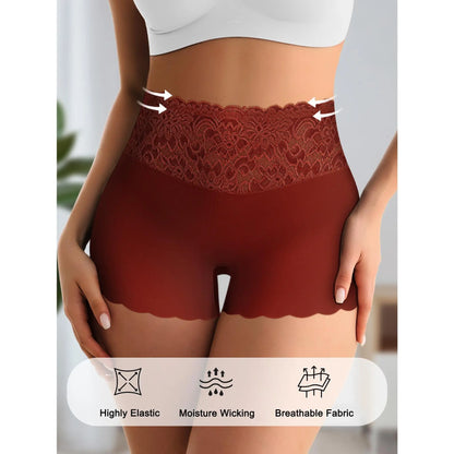 QUASTI 4/8 Pack Women'S Tummy Control & Butt Lifting Boxer Briefs – Elegant Lace Waistband Design, Premium 80% Polyester Fabric for Silky Comfort, Seamless Tummy Control Shorts for Confident Everyday Wear
