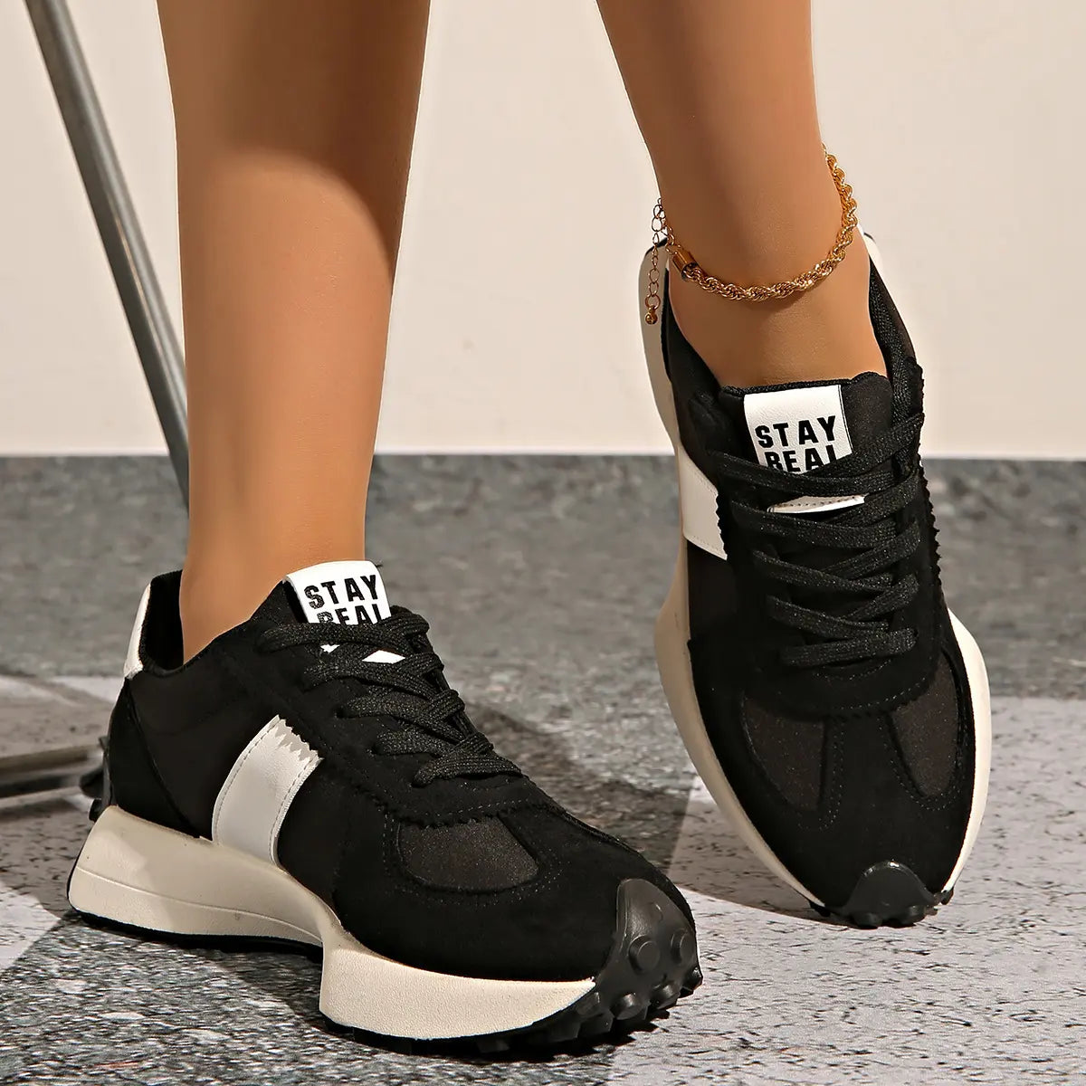 Women'S Fashion Low-Top Sneakers | Breathable Casual Trainers & Non-Slip Walking Shoes. Comfortable Lace-Up Round-Toe Footwear for Daily Wear & Gym
