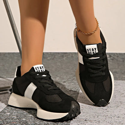 Women'S Fashion Low-Top Sneakers | Breathable Casual Trainers & Non-Slip Walking Shoes. Comfortable Lace-Up Round-Toe Footwear for Daily Wear & Gym