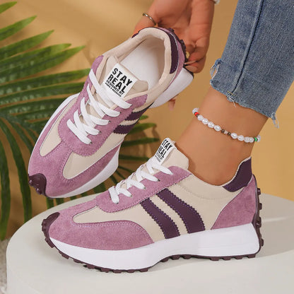 Women'S Fashion Low-Top Sneakers | Breathable Casual Trainers & Non-Slip Walking Shoes. Comfortable Lace-Up Round-Toe Footwear for Daily Wear & Gym